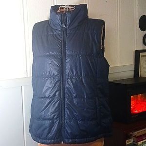 NY & Company Navy Quilted Vest Fleece Lined Ladies Sz Large